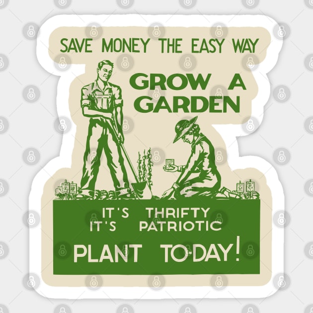 Vintage Patriotic Gardening Shirt Grow A Garden World War 2 Sticker by Yesteeyear